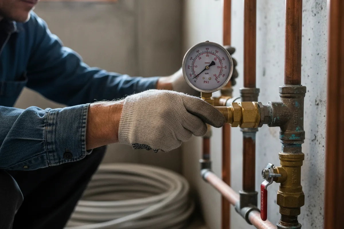 Pressure testing a repaired line during Water Line Repair in Rose Bud
